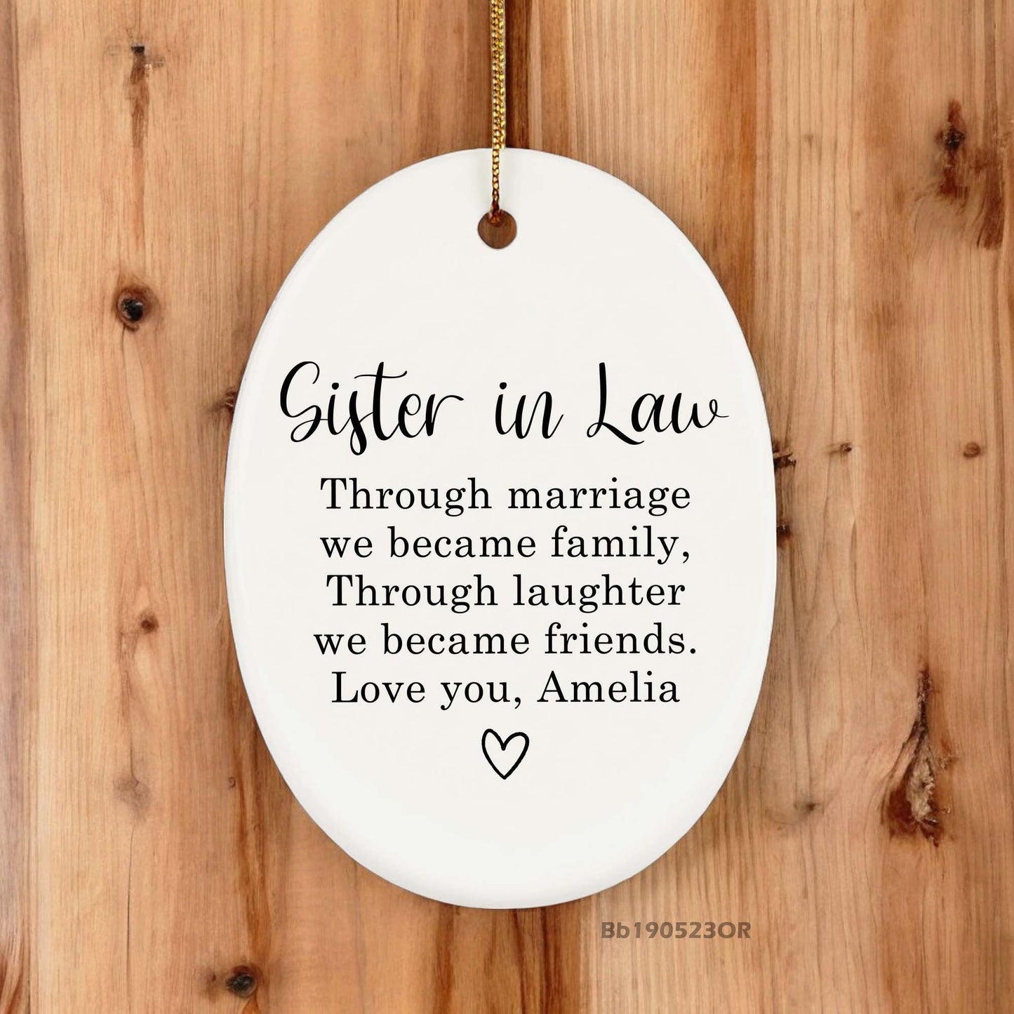 Sister In Law Gift From Bride, Soul Sisters Gifts From Sister Birthday Gift Ideas, Through Marriage We Became Family Ceramic Ornament