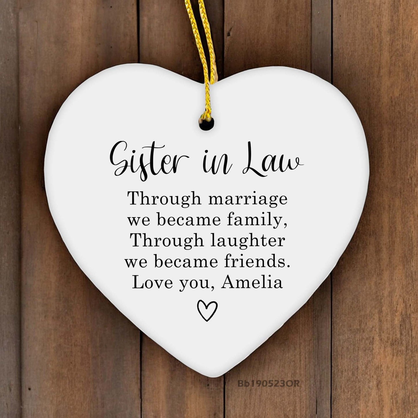 Sister In Law Gift From Bride, Soul Sisters Gifts From Sister Birthday Gift Ideas, Through Marriage We Became Family Ceramic Ornament