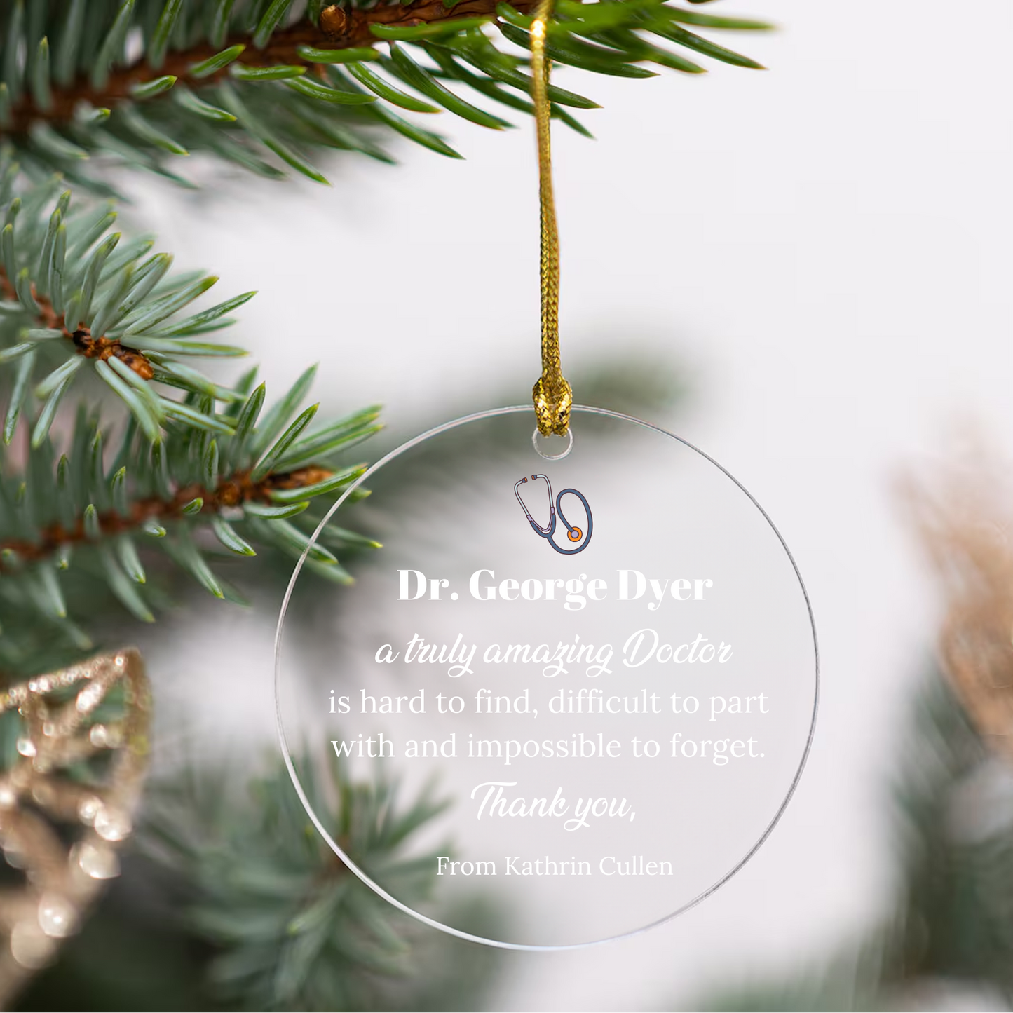 Doctor Thank You Ornament | Custom Christmas Tree Hanging Decoration