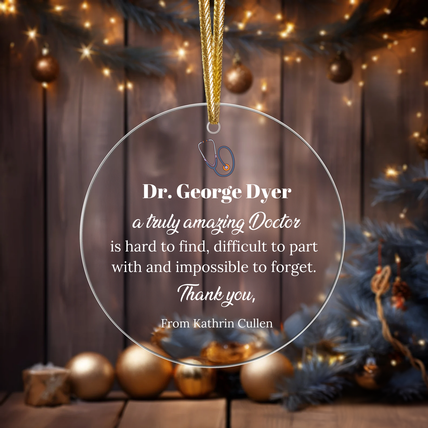 Doctor Thank You Ornament | Custom Christmas Tree Hanging Decoration