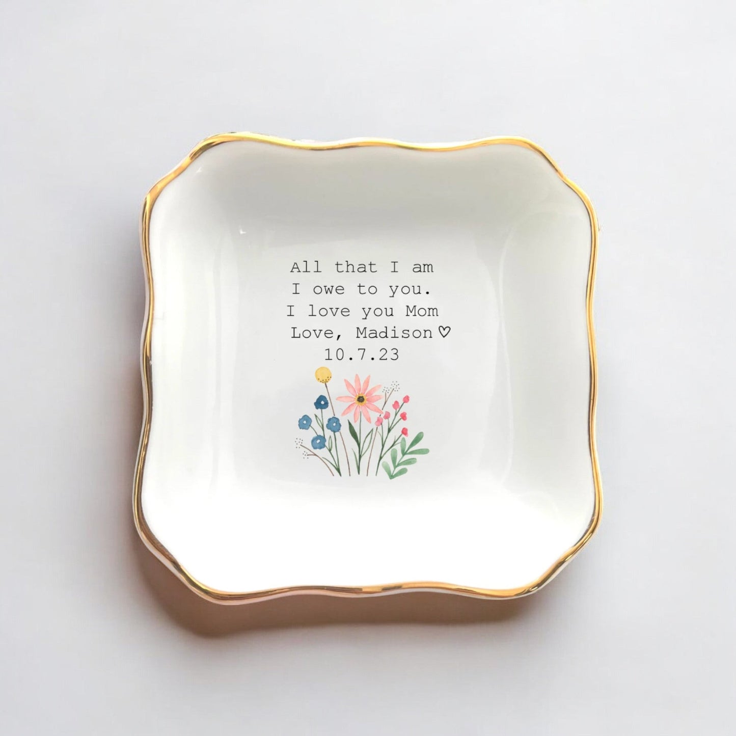 Personalized Ceramic Ring Dish for Mother Of The Bride - Unique Jewelry Holder | I Scented Candle