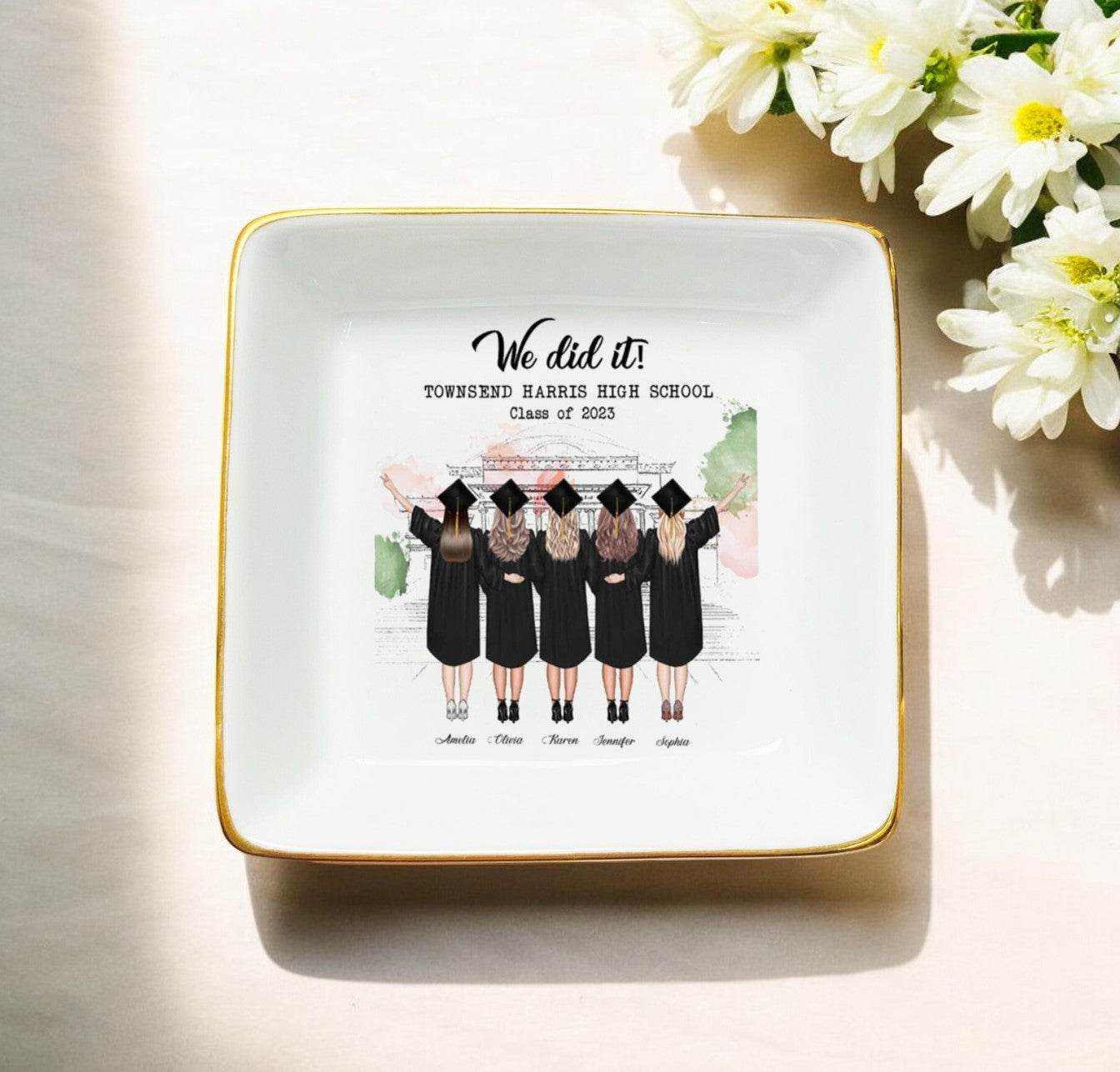 Custom Girl Portrait Ring Dish | Personalized Jewelry Tray | Graduation Gift For Girls Daughter Best Friend - We Did It