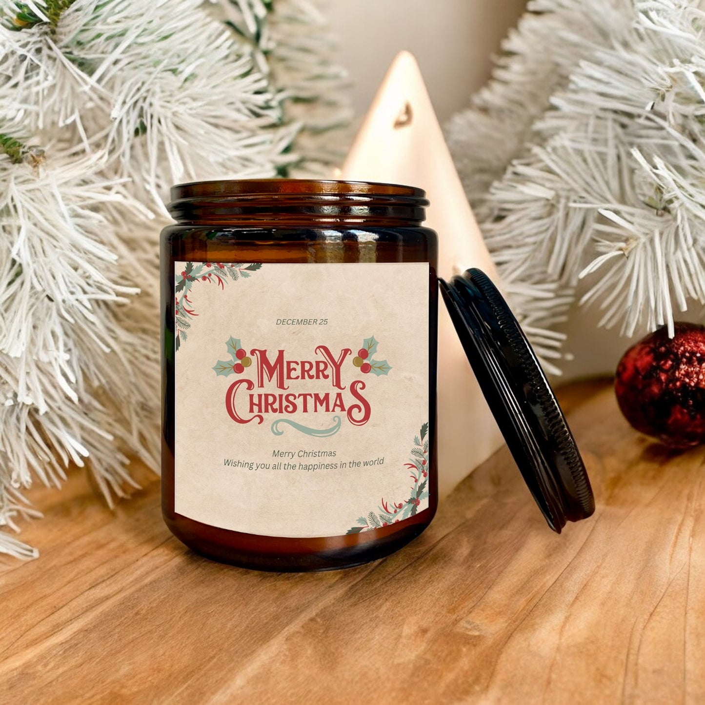 Christmas Candle for Home, Gift for Women and Men - Woodsy Scent, Soy Wax Candle - 40+ Hours Burn Time, 8oz