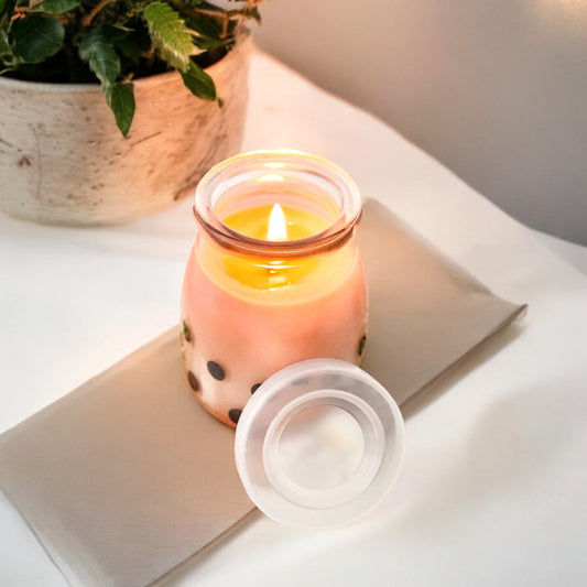 Unique Brown Sugar Milk Tea Boba Candle | Aromatic Home Decor - 4oz Soy Wax