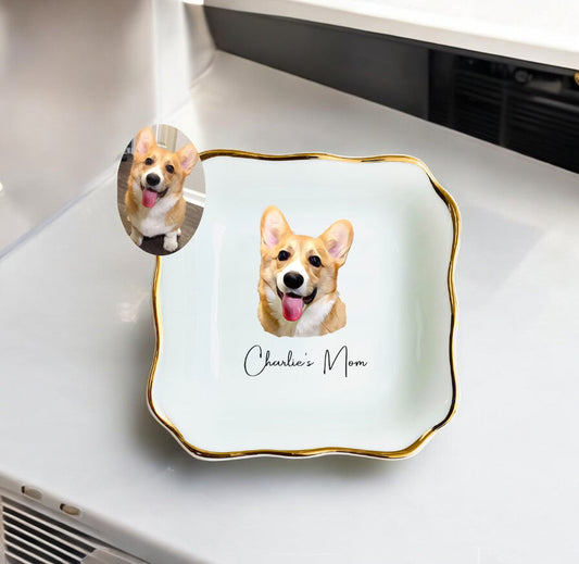 Custom Pet Portrait Ring Dish | Personalized Pet Memorial Gifts | I Scented Candle