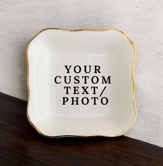 Personalized Photo/Text Ring Dish | Custom Jewelry Tray Gift | I Scented Candle