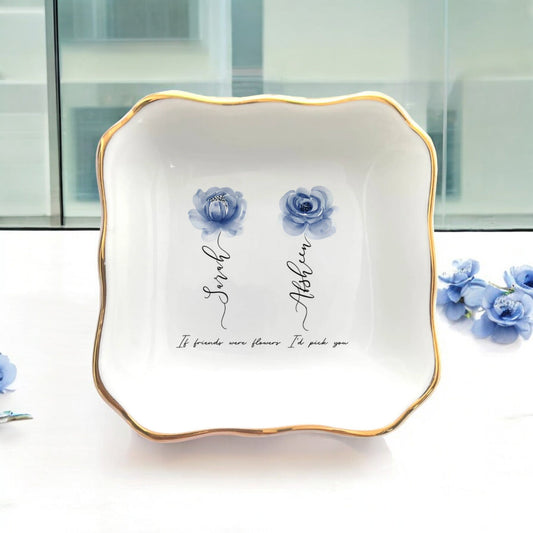 Custom Floral Ring Dish | Personalized Jewelry Tray - I Scented Candle