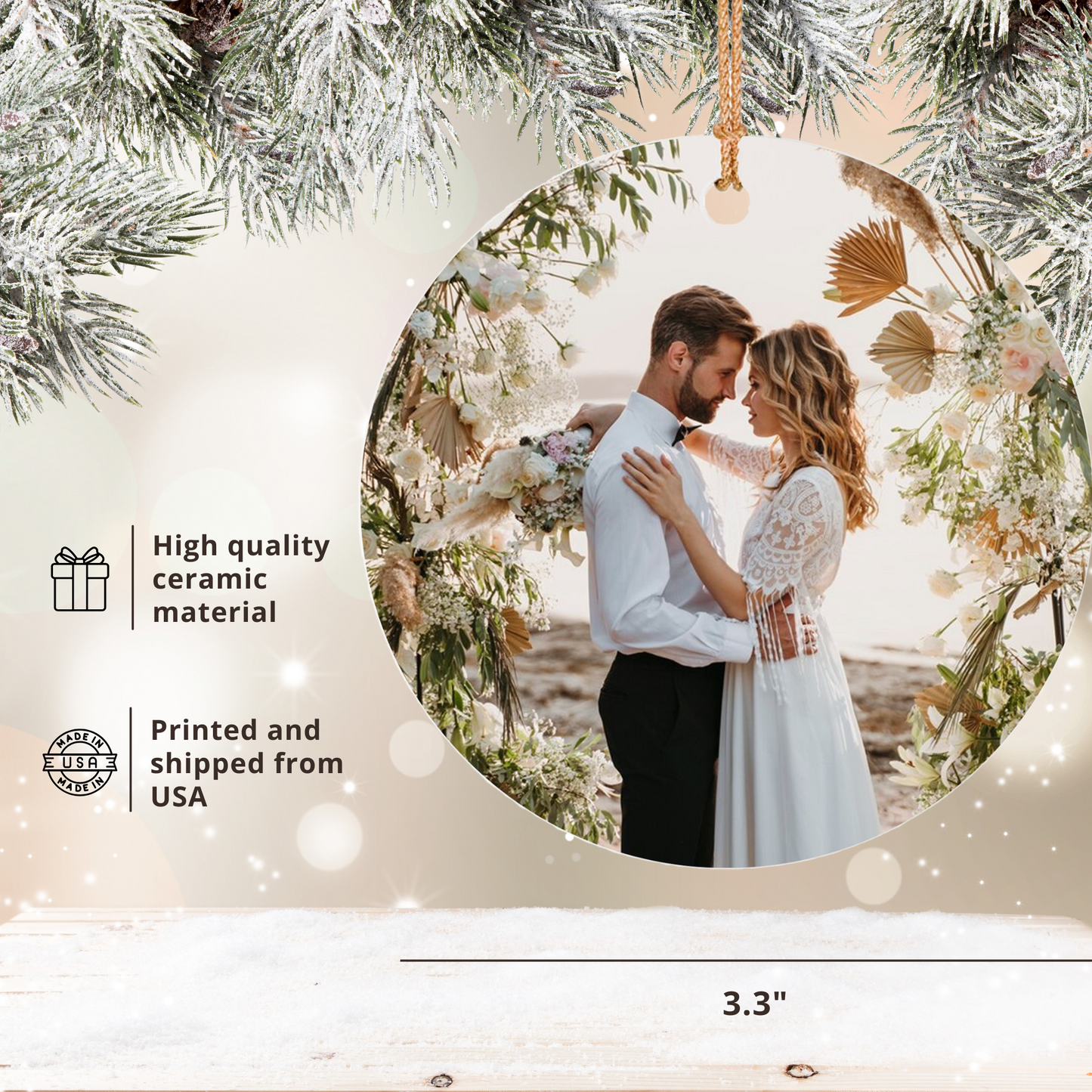 Custom Photo Ornament | Unique Couples Christmas Keepsake Gift