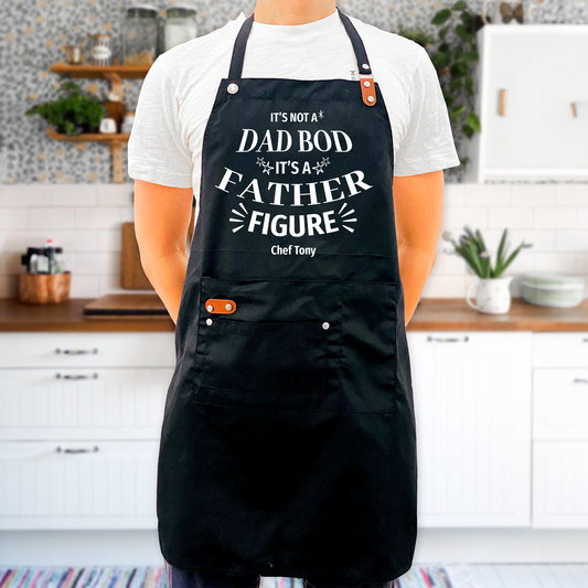 Personalized Dad Apron with Pockets - It's Not A Dad Bod, It's A Father Fugure - I Scented Candle