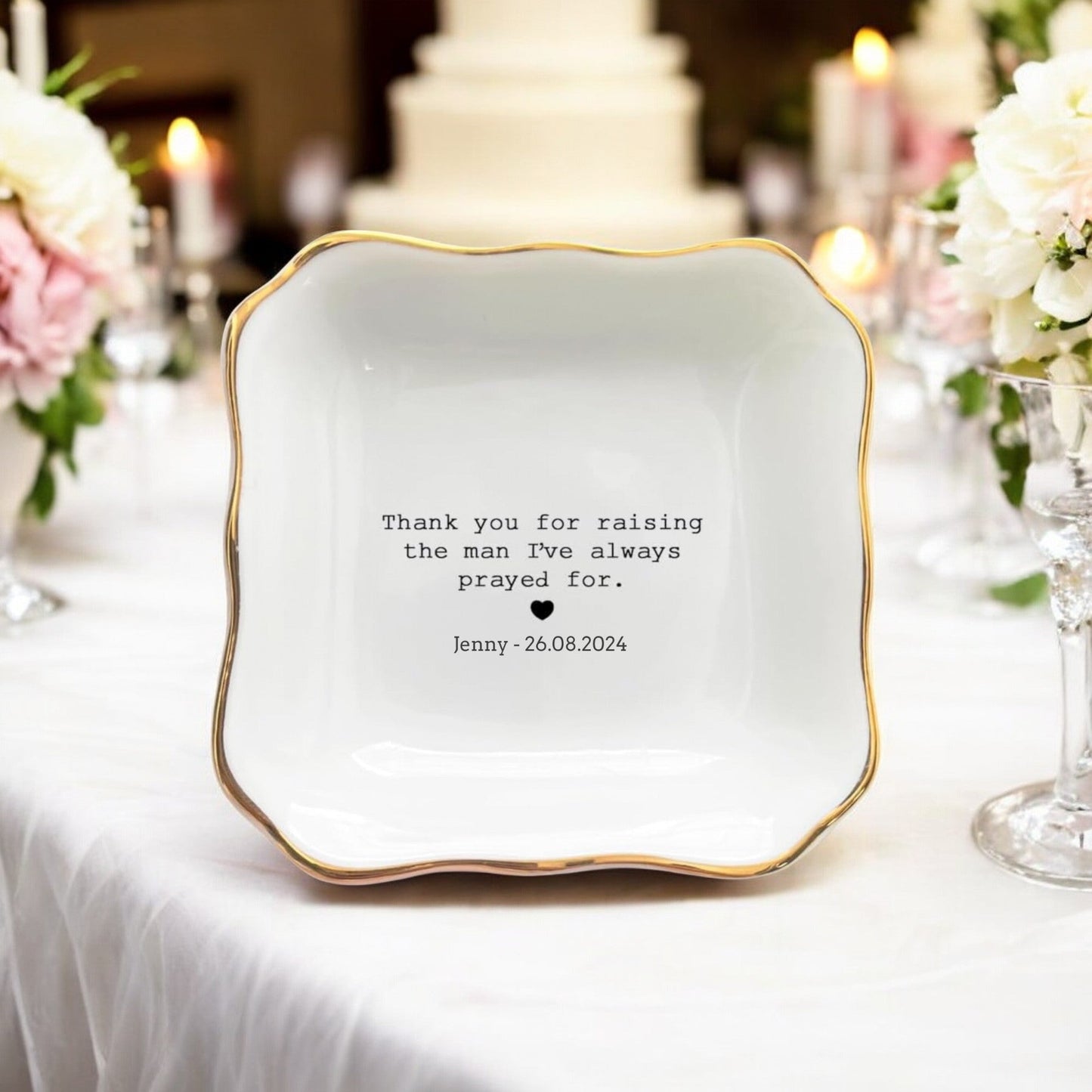 Personalized Mother of the Groom Jewelry Tray | I Scented Candle - Thank You For Raising The Man I've Always Prayed For Ring Dish