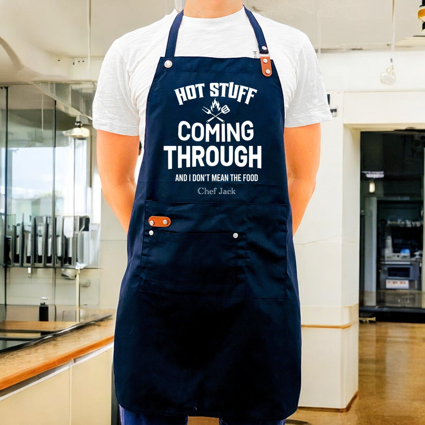 Personalized Chef Apron, Hot Stuff Coming Through Adjustable Bib Apron