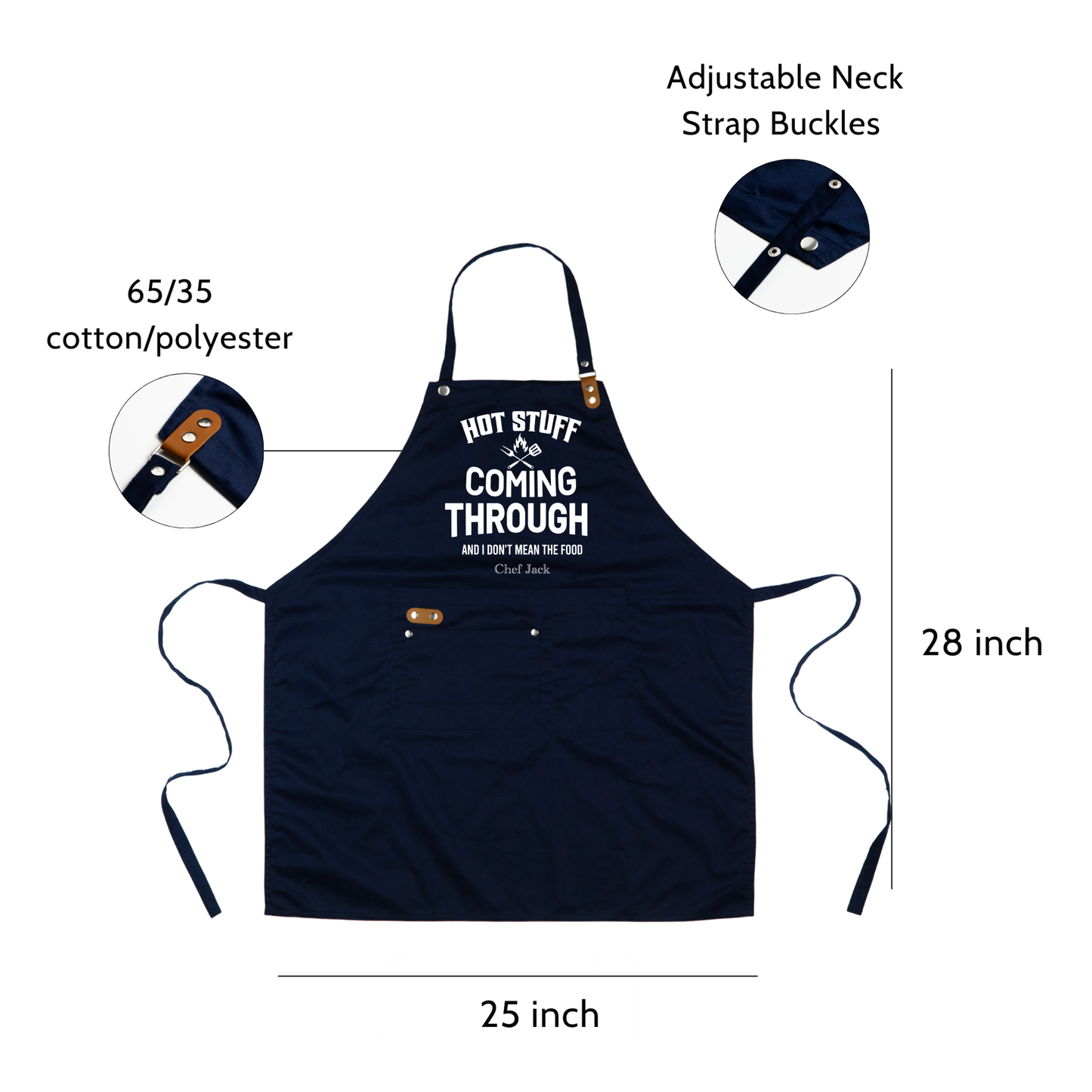 Personalized Chef Apron, Hot Stuff Coming Through Adjustable Bib Apron