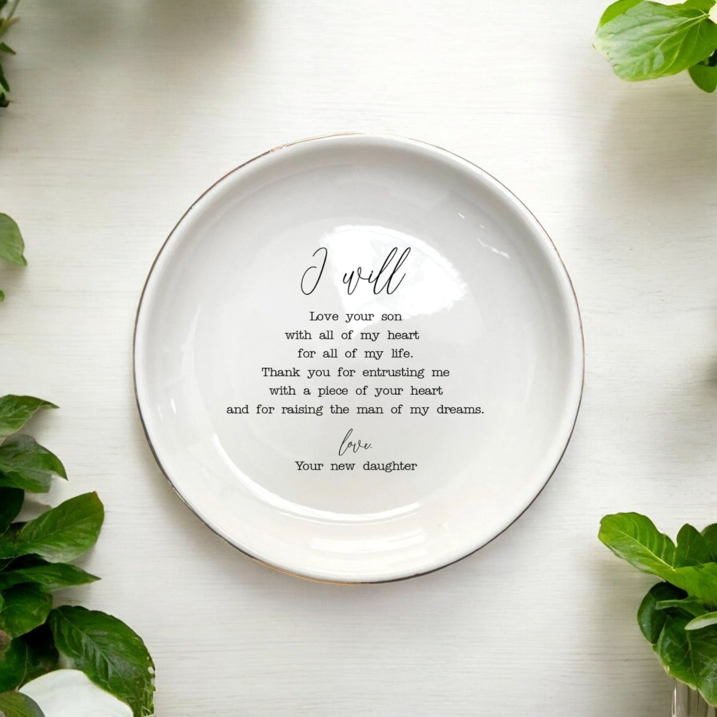 I Will Love Your Son Ring Dish, Personalized Wedding Jewelry Dish Gift for Mother of the Groom - Mother-in-law Gift from Bride