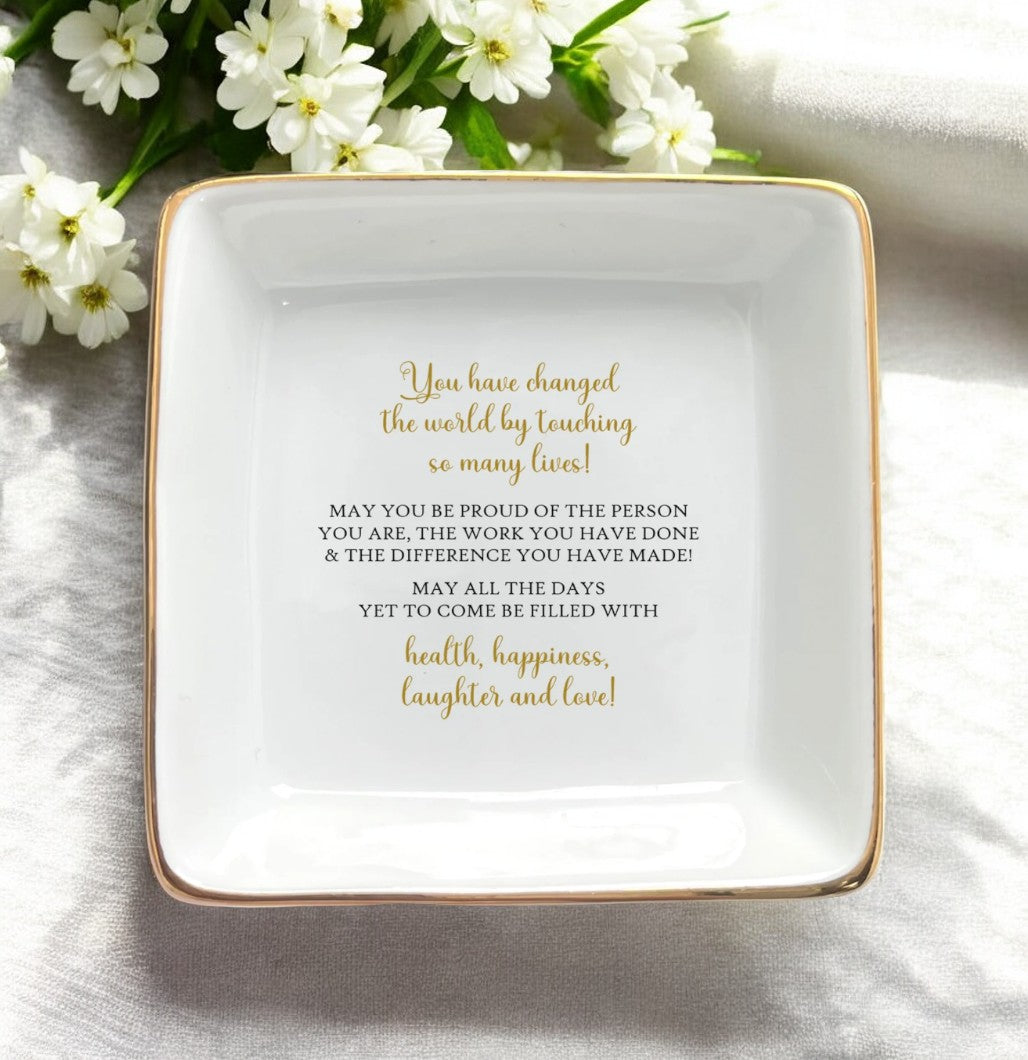 Unique Retirement Ring Dish Gift | Personalized Jewelry Holder" - Never Forget The Difference You Have Made - Farewell Gift For Coworker