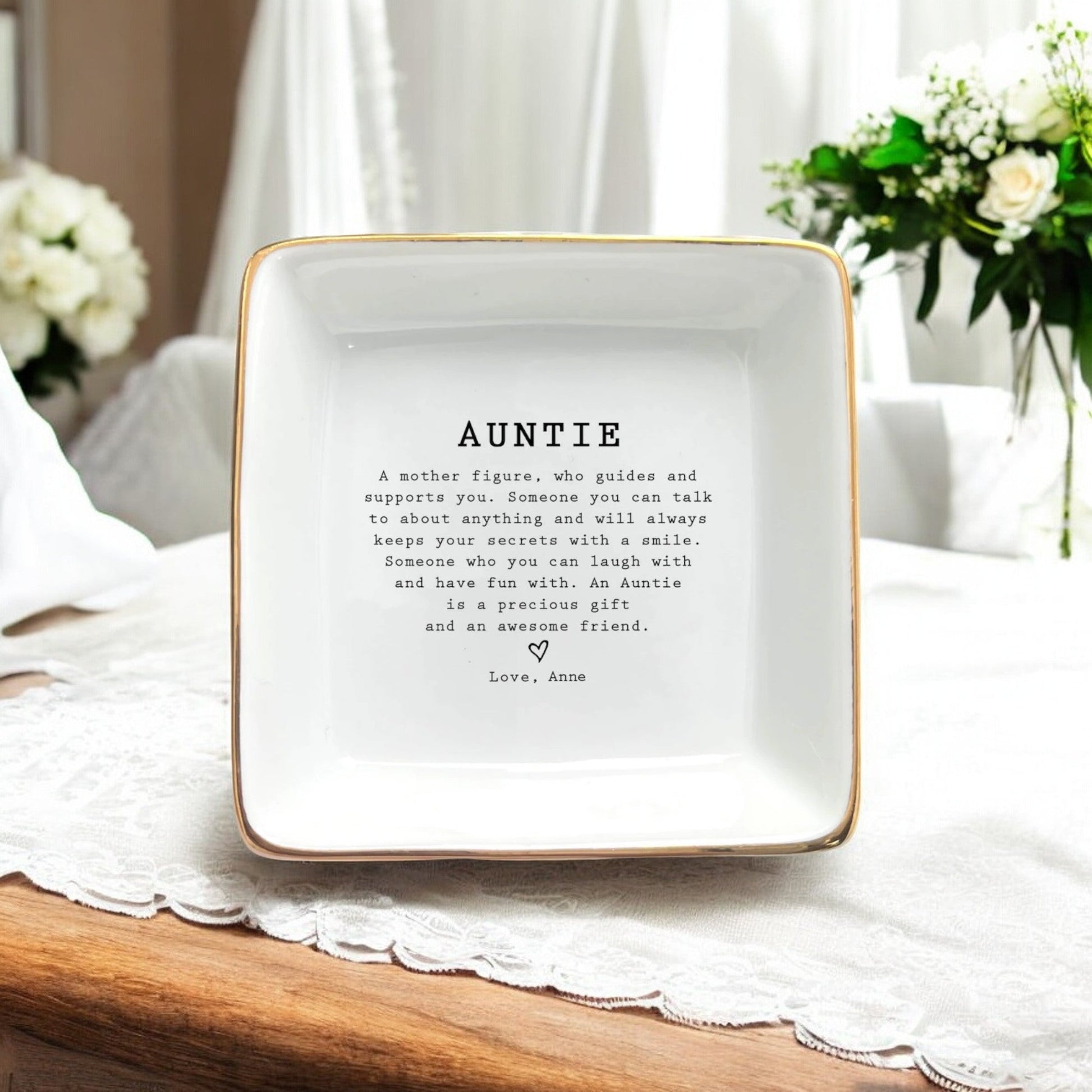 Personalized Aunt Ring Dish - Custom Jewelry Tray Gift - I Scented Candle