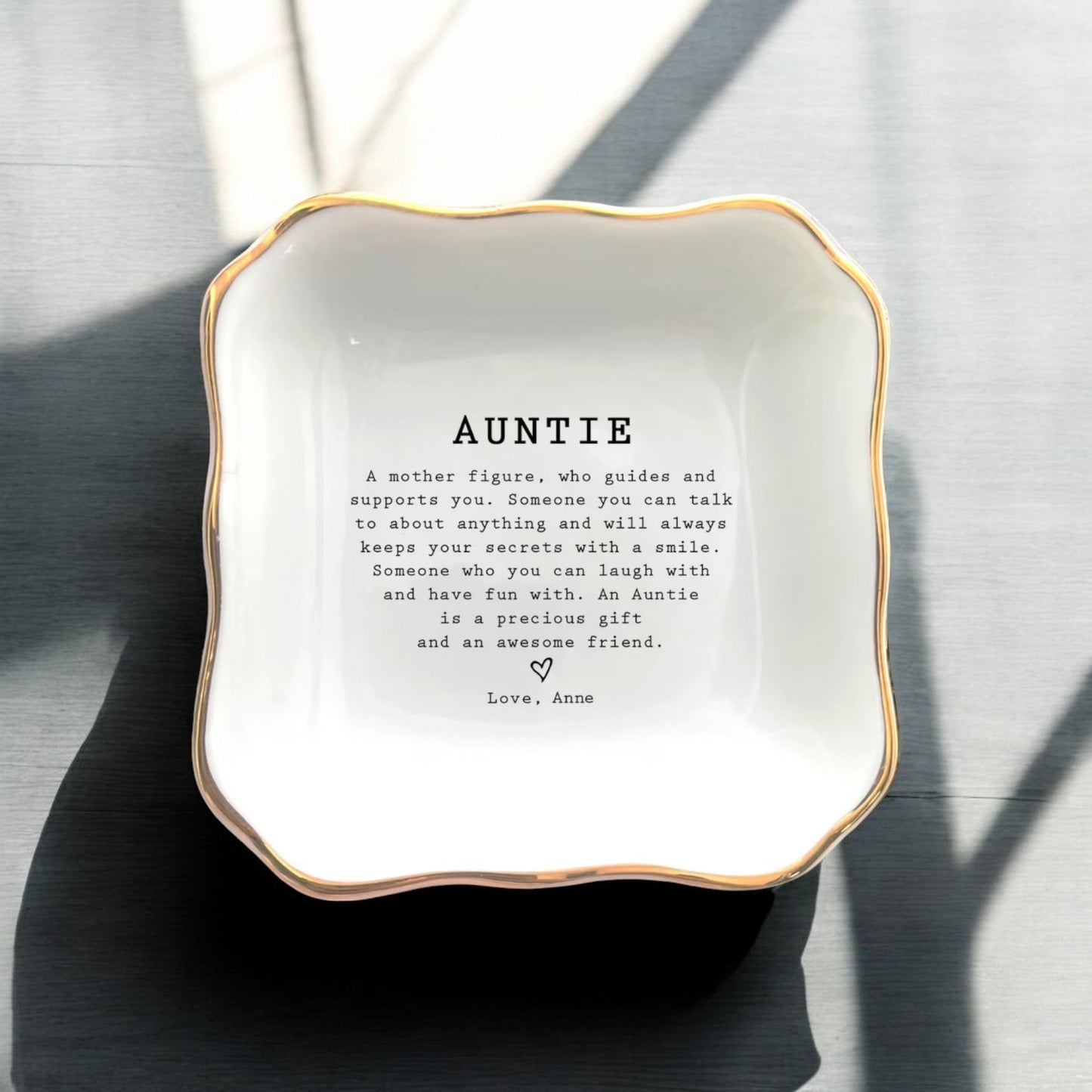 Personalized Aunt Ring Dish, An Auntie Is A Precious Gift Trinket Dish | Custom Jewelry Tray Gift