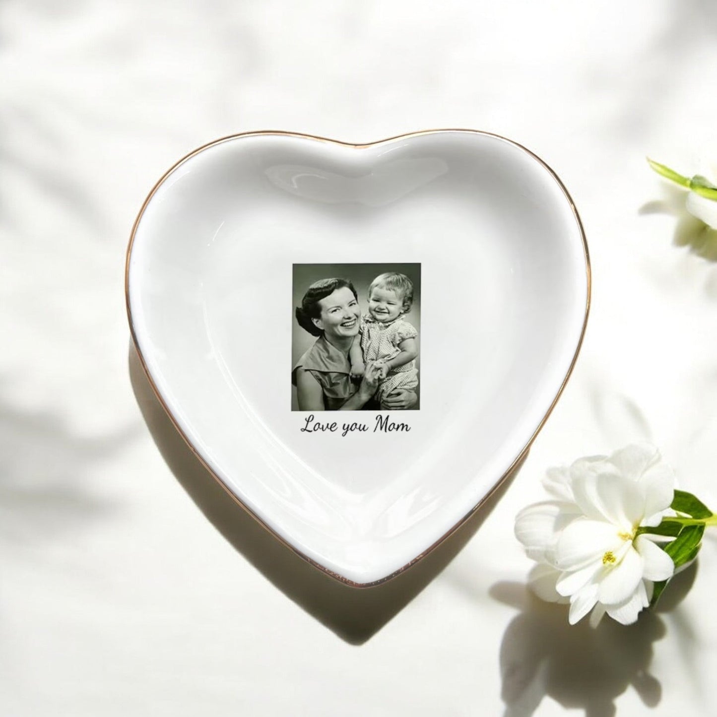 Custom Photo Trinket Tray, Jewelry Storage, Personalized Photo Gifts For Mom Daughter Sister Dad Family