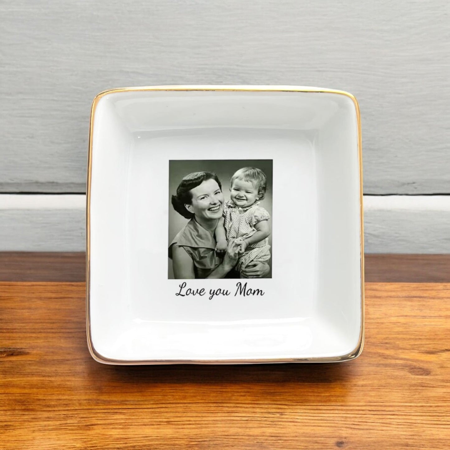 Custom Photo Trinket Tray, Jewelry Storage, Personalized Photo Gifts For Mom Daughter Sister Dad Family