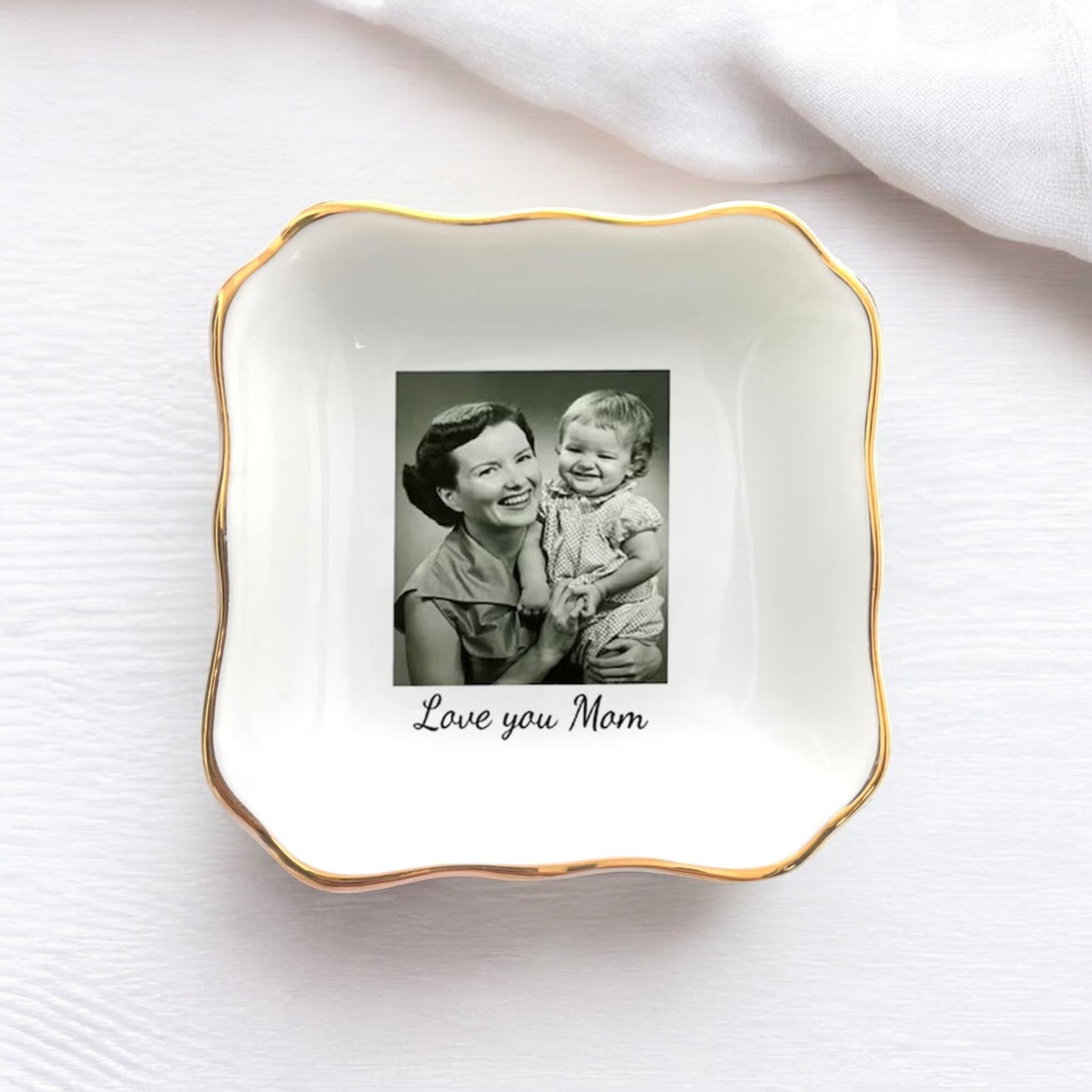 Personalized Photo Ring Dish Gifts For Mom Daughter Son - I Scented Candle