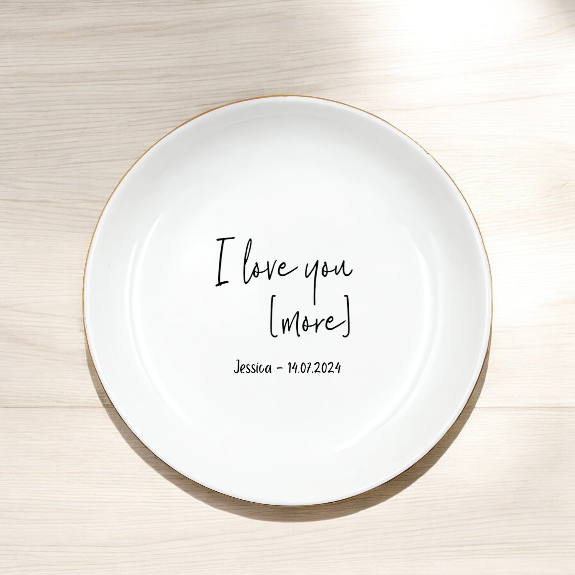 Personalized Ceramic Ring Dish for Couples - I Love You More - I Scented Candle