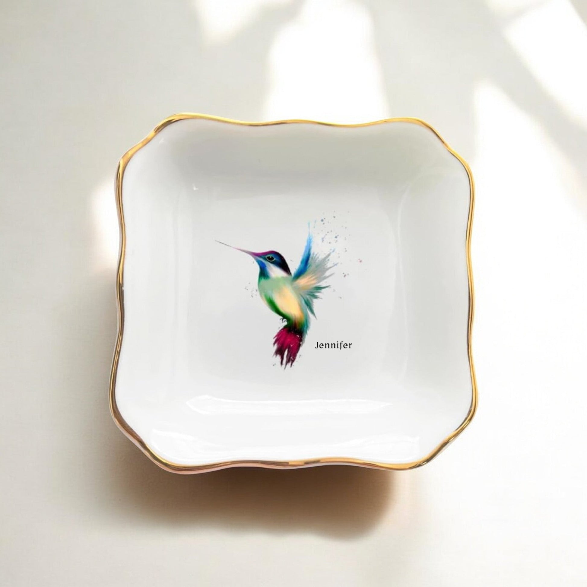 Personalized Hummingbird Ring Dish - Unique Gift for Her - I Scented Candle