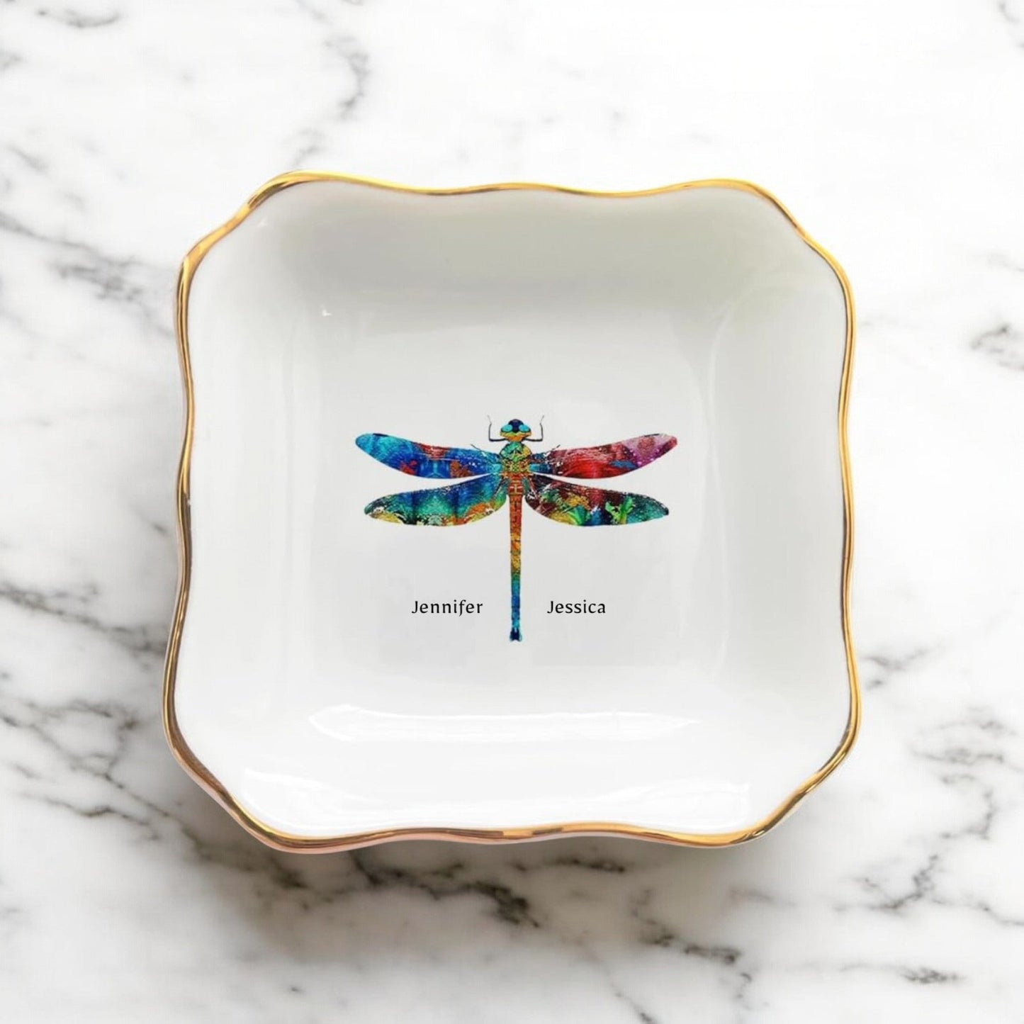 Ceramic Dragonfly Boho Jewelry Dish, Custom Dragonfly Boho Jewelry Dish, Hippie Trinket Tray, Boho Jewelry Tray - Gift for Women