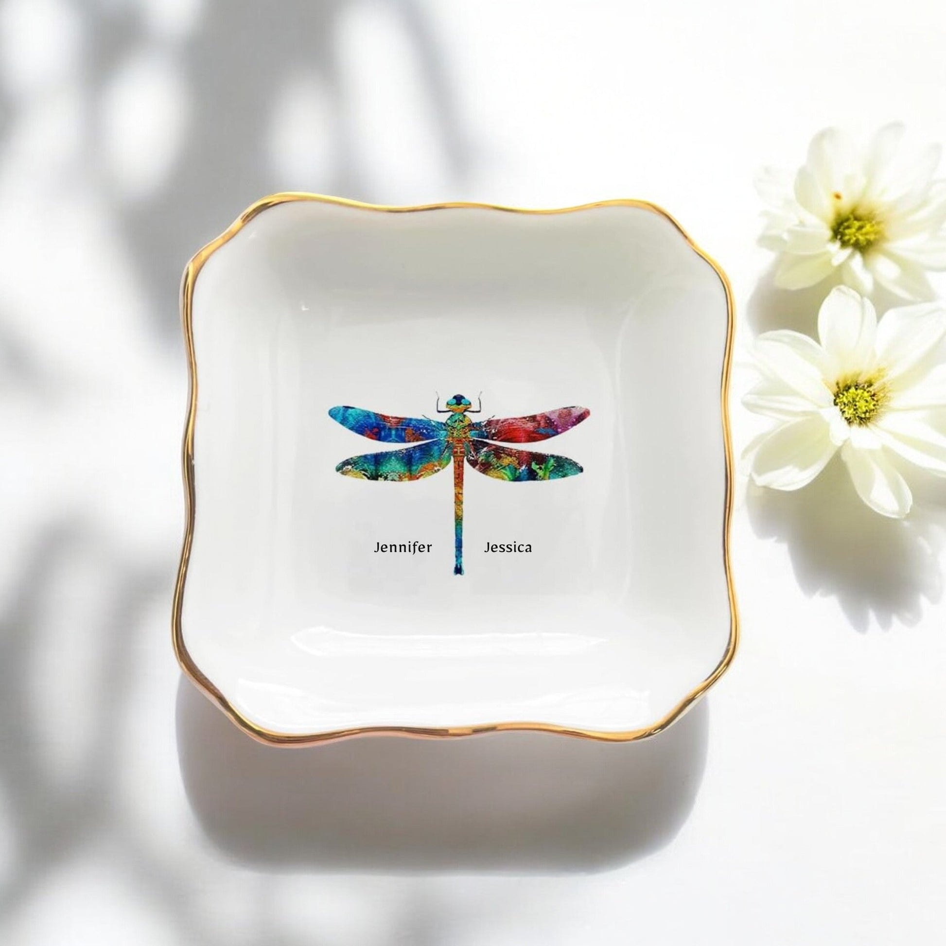 Custom Dragonfly Boho Jewelry Dish - Unique Gift for Her - I Scented Candle