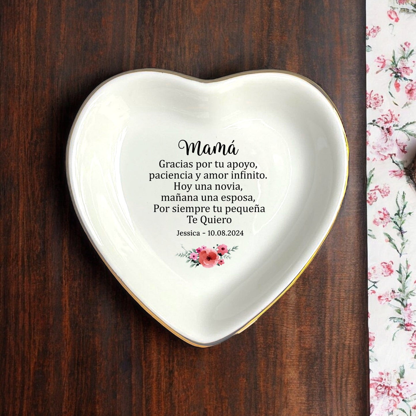 Gracias por tu apoyo, Spanish Mother of the Bride Ring Dish, Jewelry Dish, Gift from Bride Groom, Thank You Mom, Spanish Wedding Gift for Mom, Mother Appreciation, today a bride tomorrow a wife