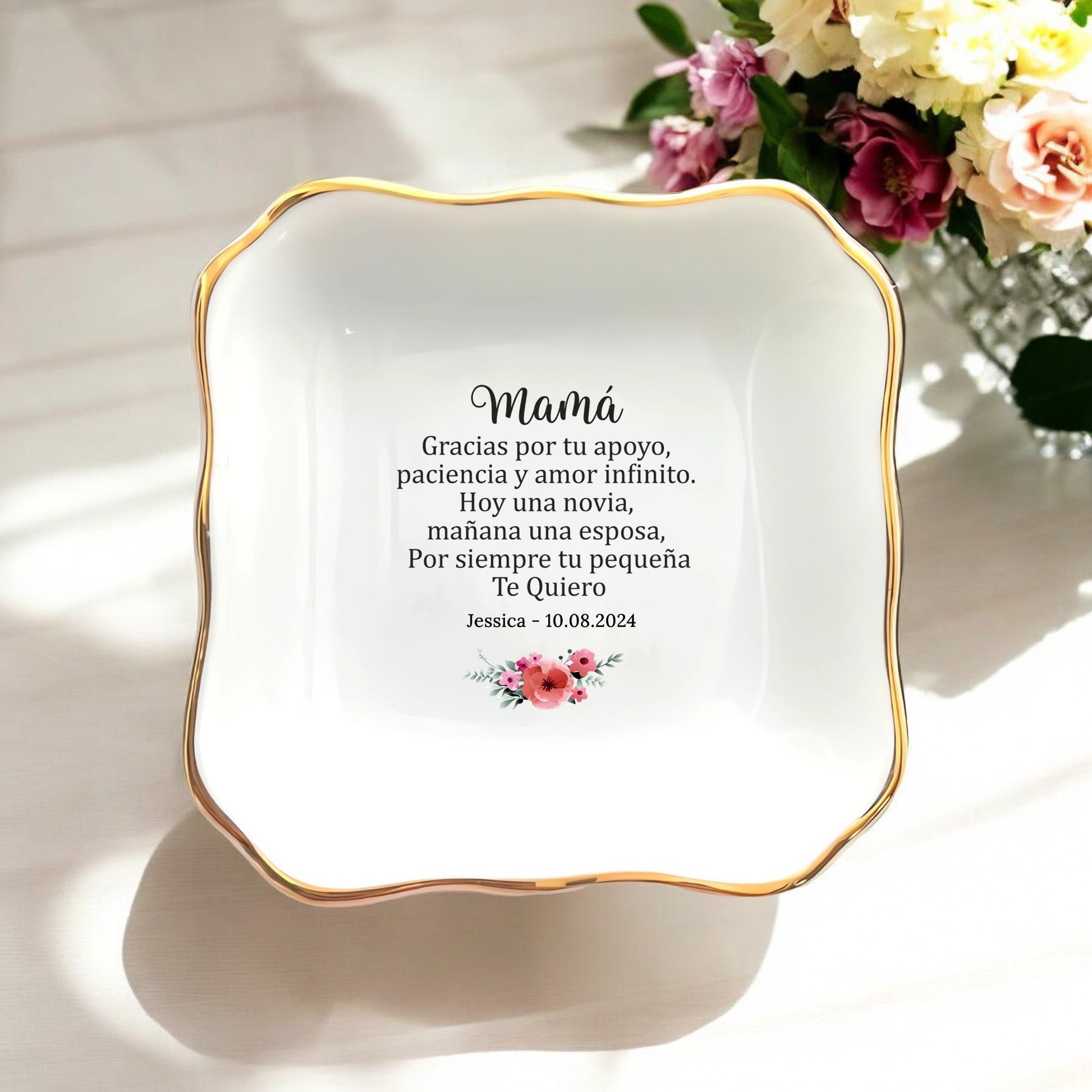 Spanish Mother of the Bride Ring Dish - Custom Jewelry Dish - I Scented Candle