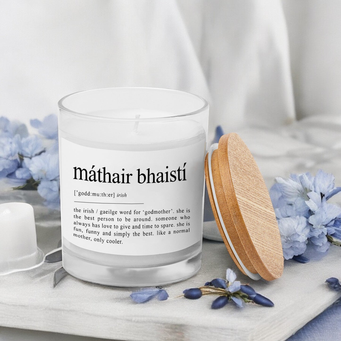 Máthair Bhaistí Irish Godmother Candle | Unique Godmother Gift - Definition Personalized Candle