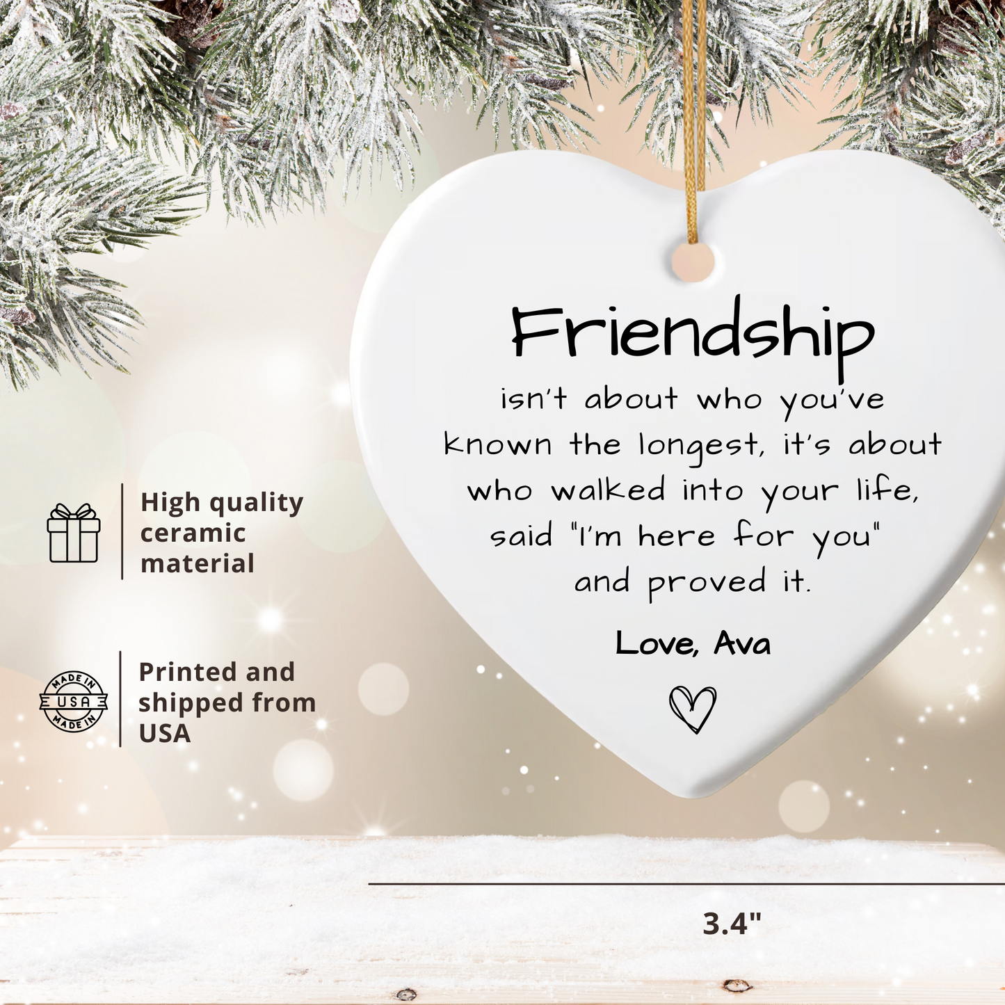 Personalized Friendship Ornament | Best Friend Gift, Custom Christmas Ornaments Keepsake