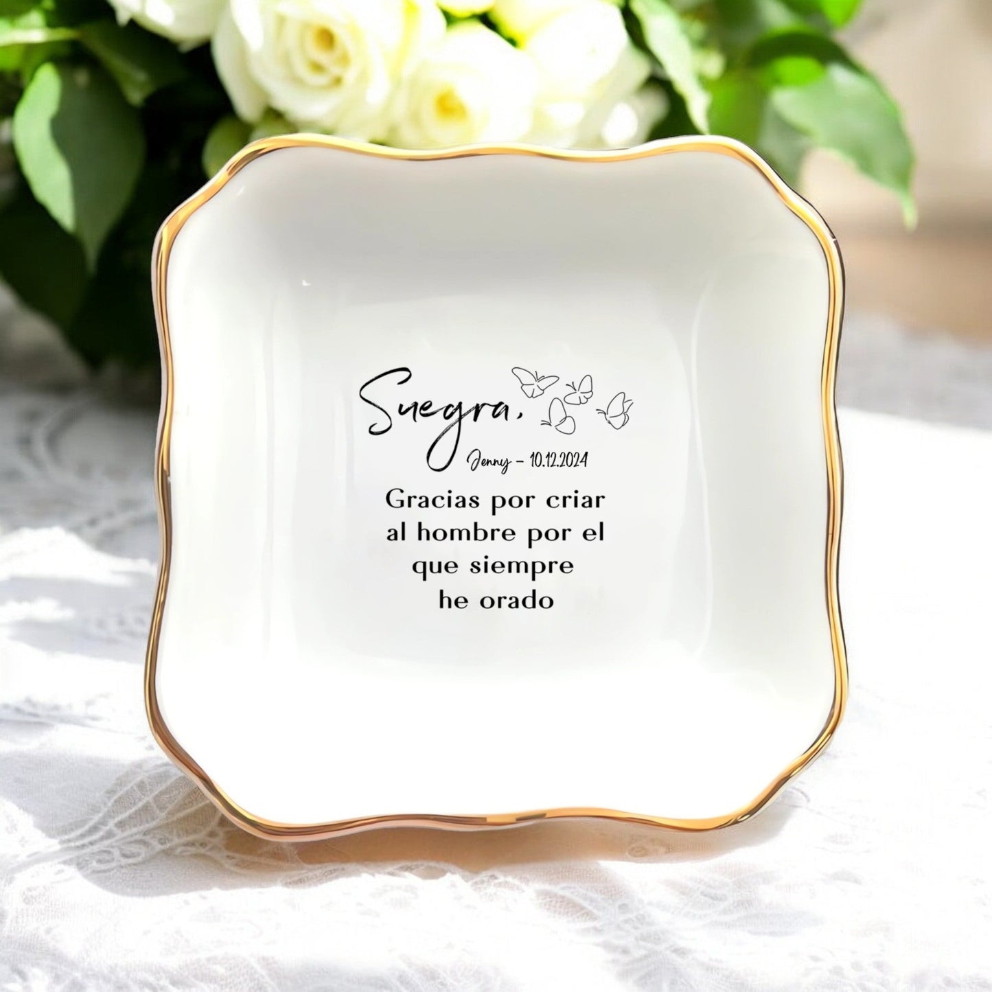 Spanish Mother-in-Law Ring Dish | Personalized Regalo para Suegra | Unique Jewelry Tray Gift for Future Mother-in-Law