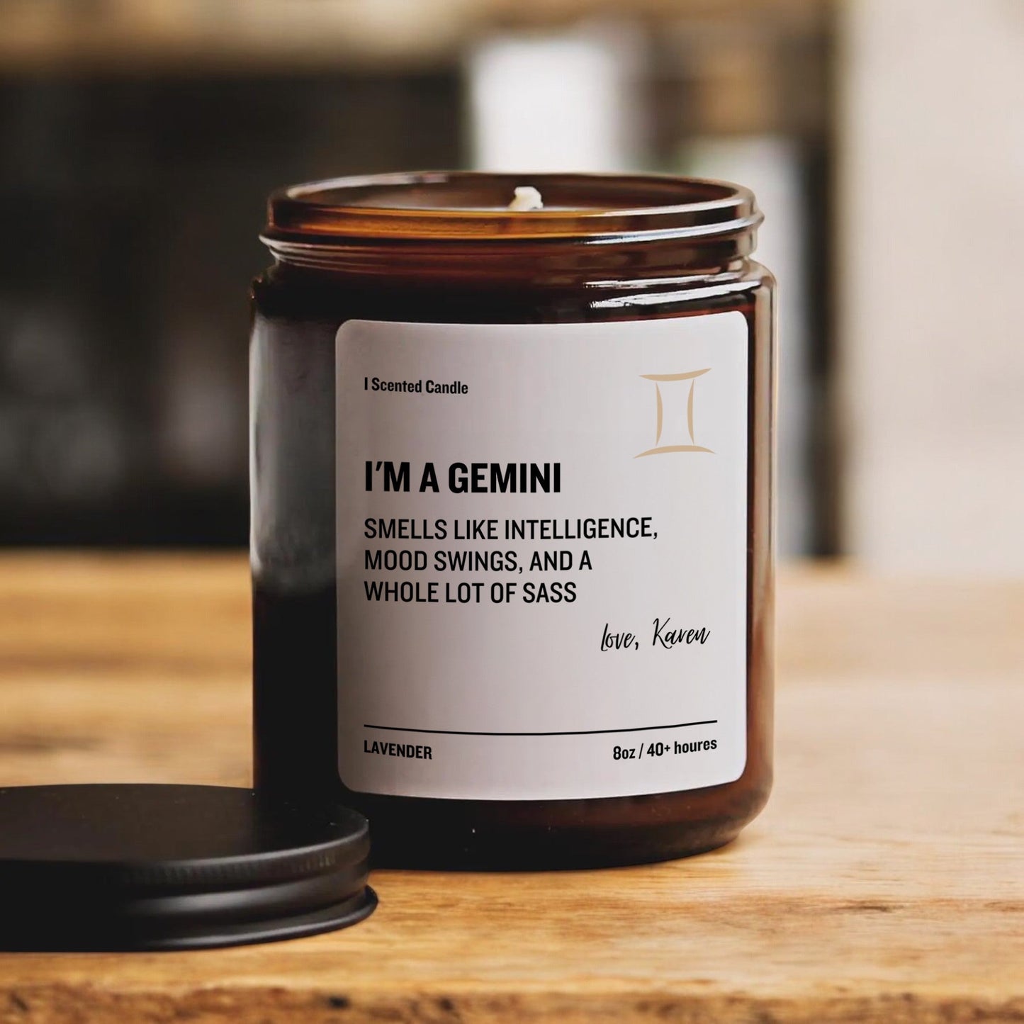 Personalized Gemini Zodiac Candle | Funny Birthday Gift for Gemini | I Scented Candle