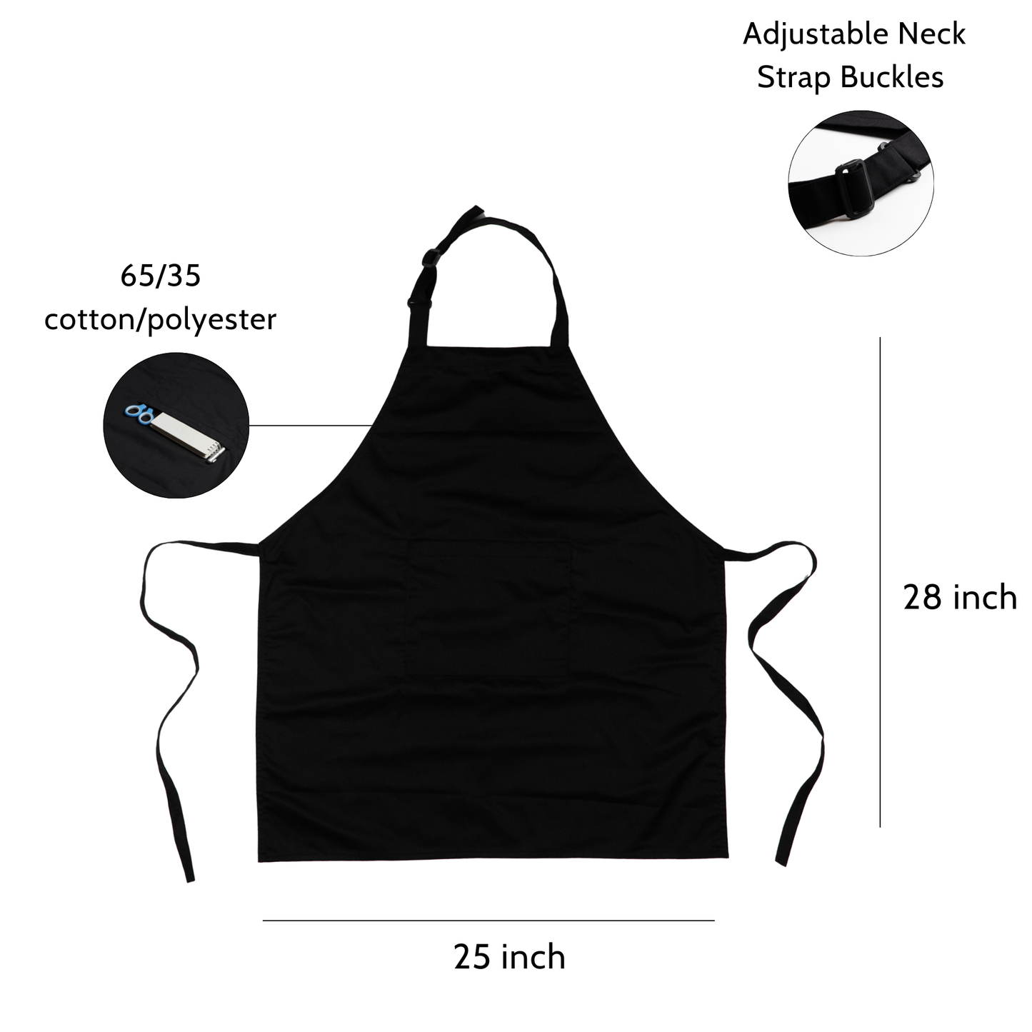 Adjustable Bib Apron With Pockets - Poly/Cotton Aprons for Cooking Gifts | I Scented Candle