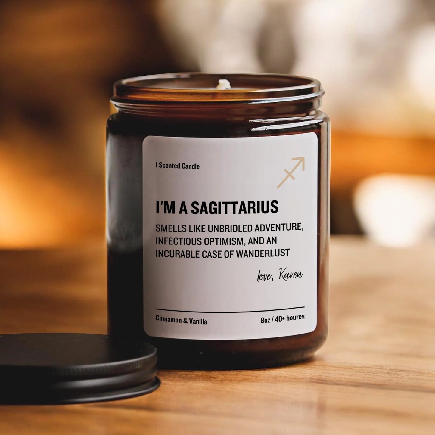 Playful Sagittarius Candle | Zodiac Gift Candle for Star Sign Fans | I Scented Candle