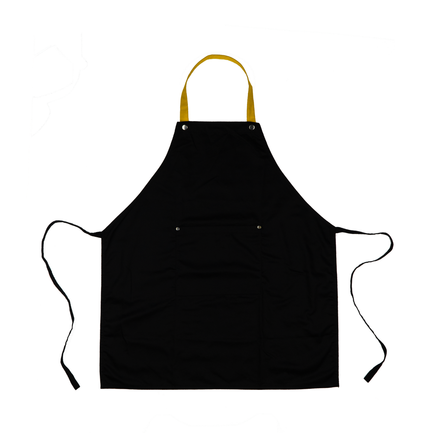 Chef Aprons with Pockets for Women and Men - Poly/Cotton Plain Apron, Black and Yellow, 1 Pack