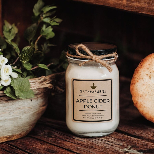 Apple Cider Donut Soy Wax Candle - 8oz Mason Jar Candles