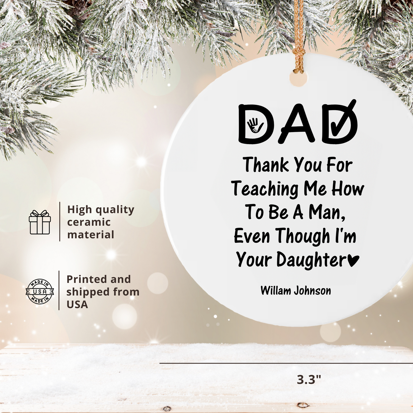 Custom Christmas Ornaments for Dad | Thank You for Teaching Me Ornament Gifts