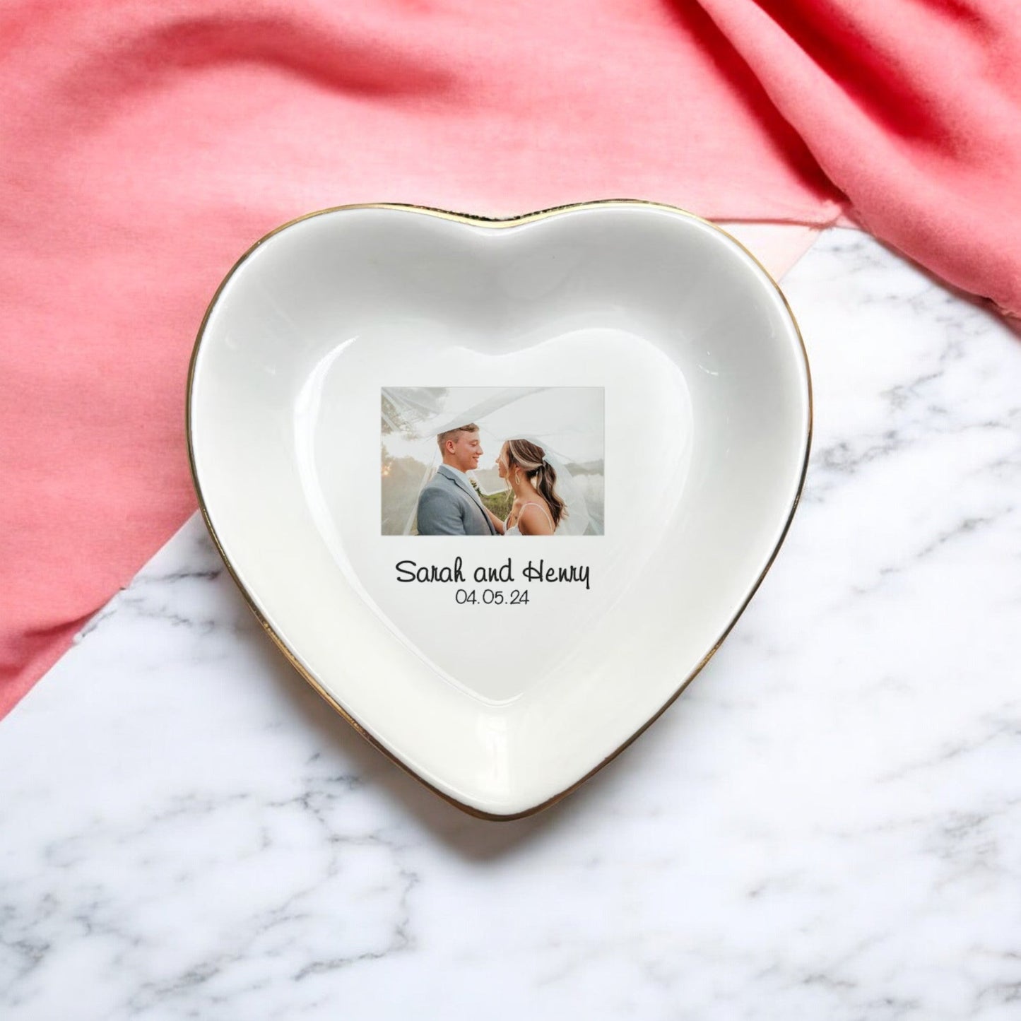 Personalized Photo Ring Dish | Custom Engagement Wedding Gift | Jewelry Trinket Trays, Anniversary Photo Gifts