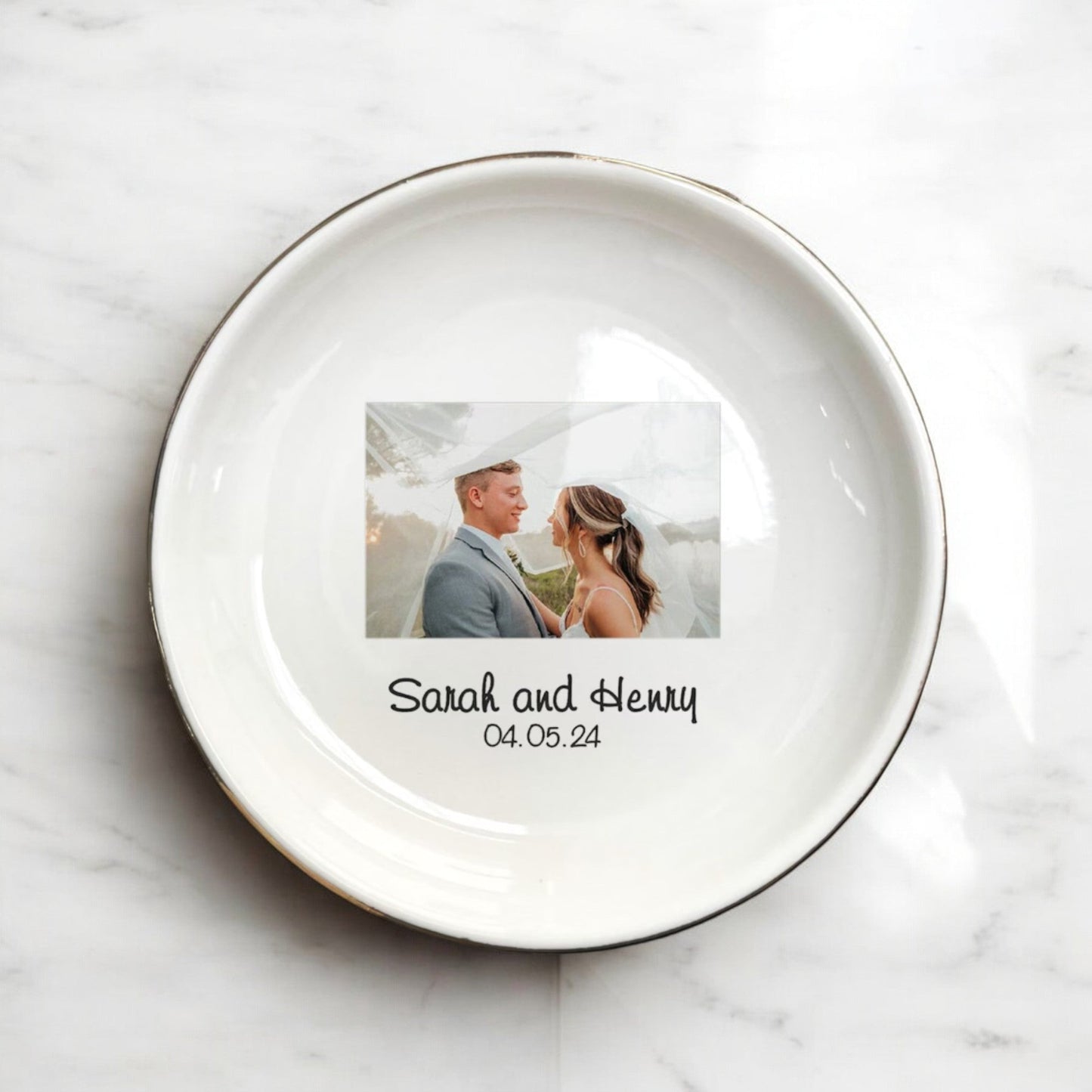 Personalized Photo Ring Dish | Custom Engagement Wedding Gift | Jewelry Trinket Trays, Anniversary Photo Gifts