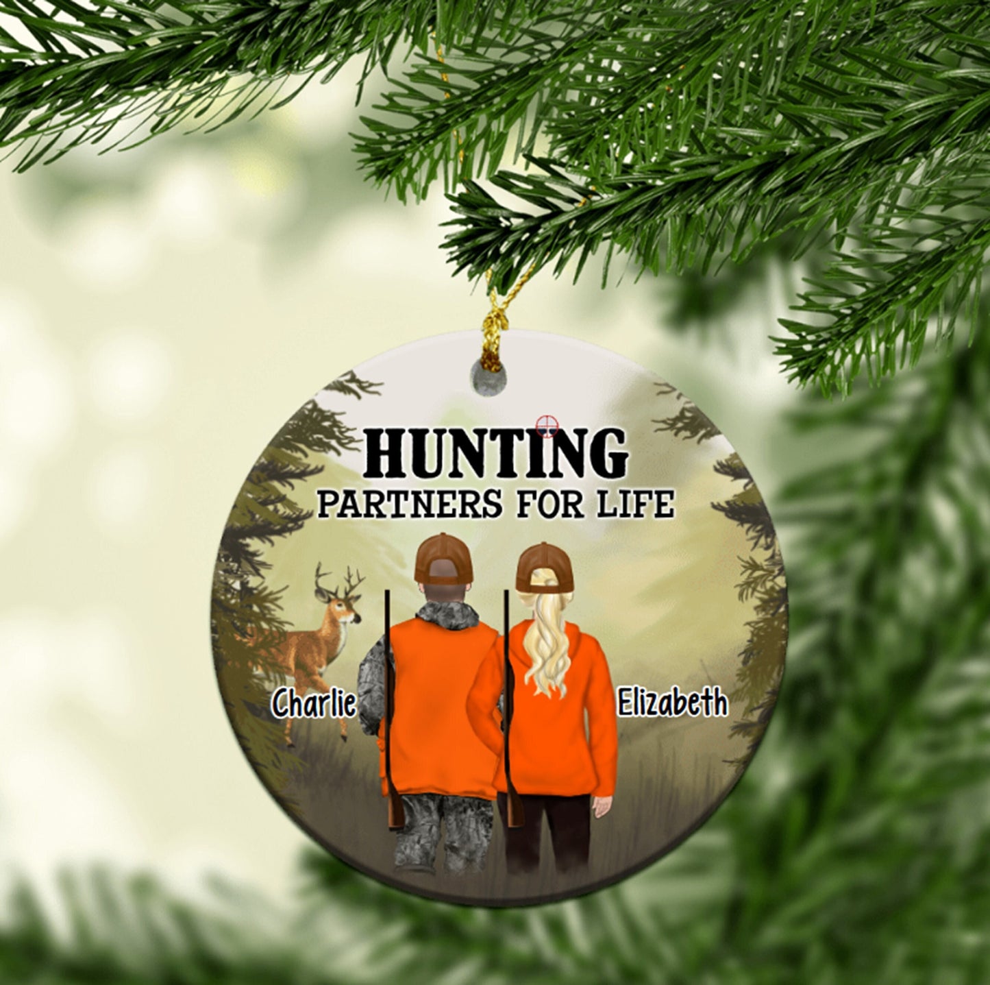 Hunting Partners for Life Personalized Ornament, Gift for Hunting Lovers, Couples First Christmas, Gift for Hunters, Hunting Family