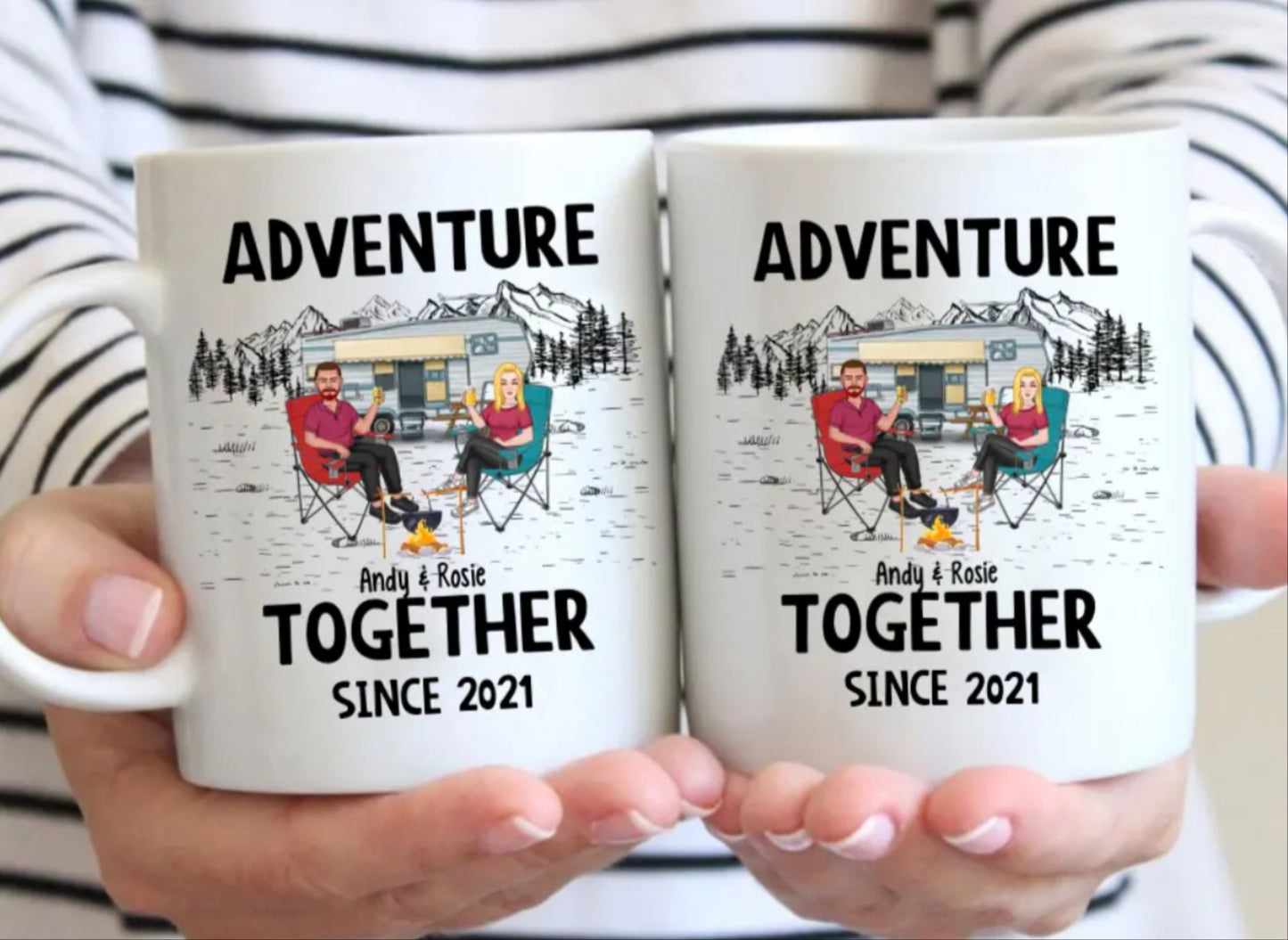 Adventure Together Personalized Funny Couple Coffee Mug, Mugs For Couples, Engagement Gift For Couples, Camping Gift, Anniversary Gift