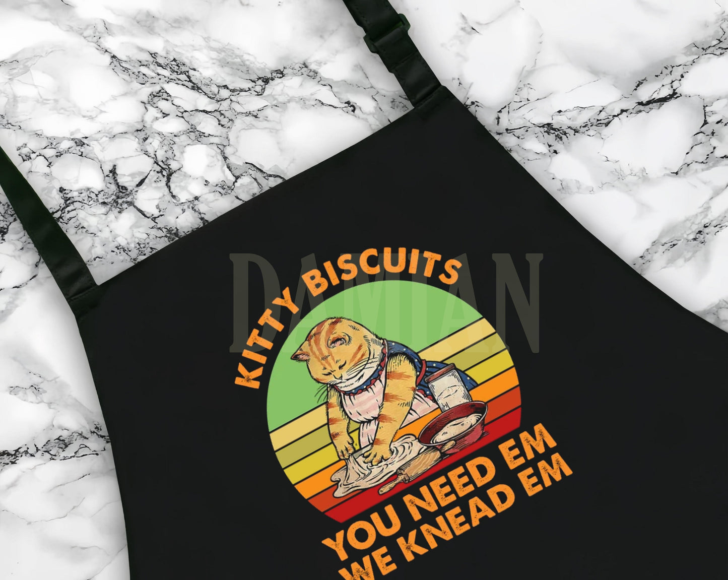 Kitty Biscuits You Need Em We Knead Em, Kitchen Apron For Cat Lovers, Apron with Pockets, Custom Cooking Gift for Mom, Bakery Cooking Apron