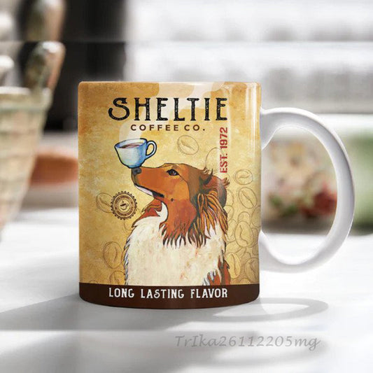 Sheltie Dog Coffee Company Mug, Vintage Sheltie Dog Mug For Dog Lovers, Mom Dog Mug,Dad Dog Mug, Gift For Dog Lover, Long Lasting Flavor