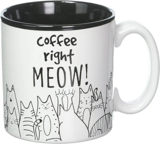 Personalised Coffee Right Meow Funny Message Novelty Ceramic Mug, Custom Minimalist Meow Cat Coffee Mug, Mom Cat Mug, Gift For Cat Lovers