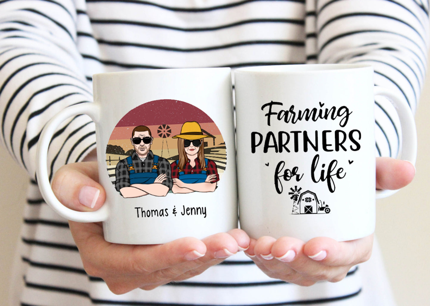 Farming Partners For Life Personalized Couple Mug, Funny Mugs For Lovers, Gift For Lovers, Couples Gift, Farmer Mug, Valentines Day Gifts