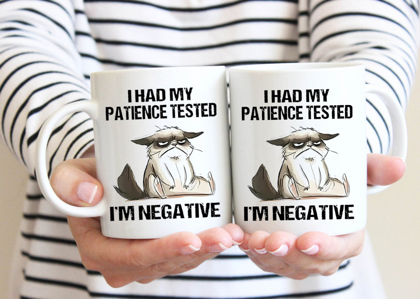 I Had My Patience Tested I'm Negative Mug, Lazy Cat Coffee Mug, Funny Cat Mug For Cat Lovers, Cat Parents Birthday Gifts, Cat Morning Mug