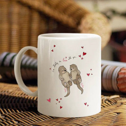 Personalized I'm Otterly In Love With You Mug, Cute Couple Otter, Custom Name Coffee Mug, Best Gift For Valentine's day Christmas Day