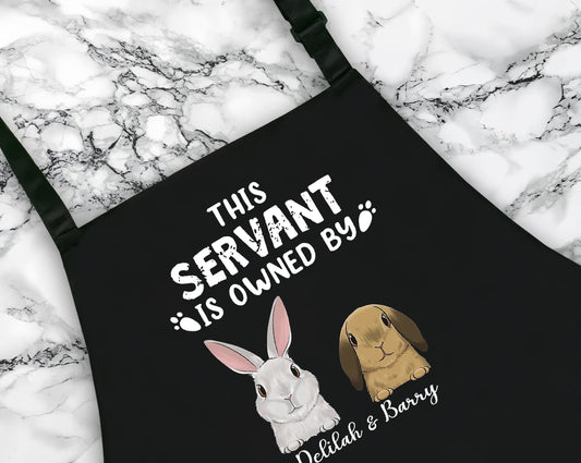 This Servant Is Owned By Bunny Apron, Kitchen Apron For Pet Lovers, Apron with Pockets, Rabbit Apron, Baking Apron, Custom Kitchen Apron
