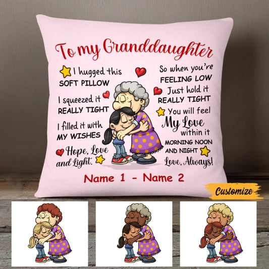 To My Granddaughter Custom Pillow, Personalized Grandkids Pillow, Family Name Pillow, Long Distance Gift, Grandmas Pillow with Grandkids